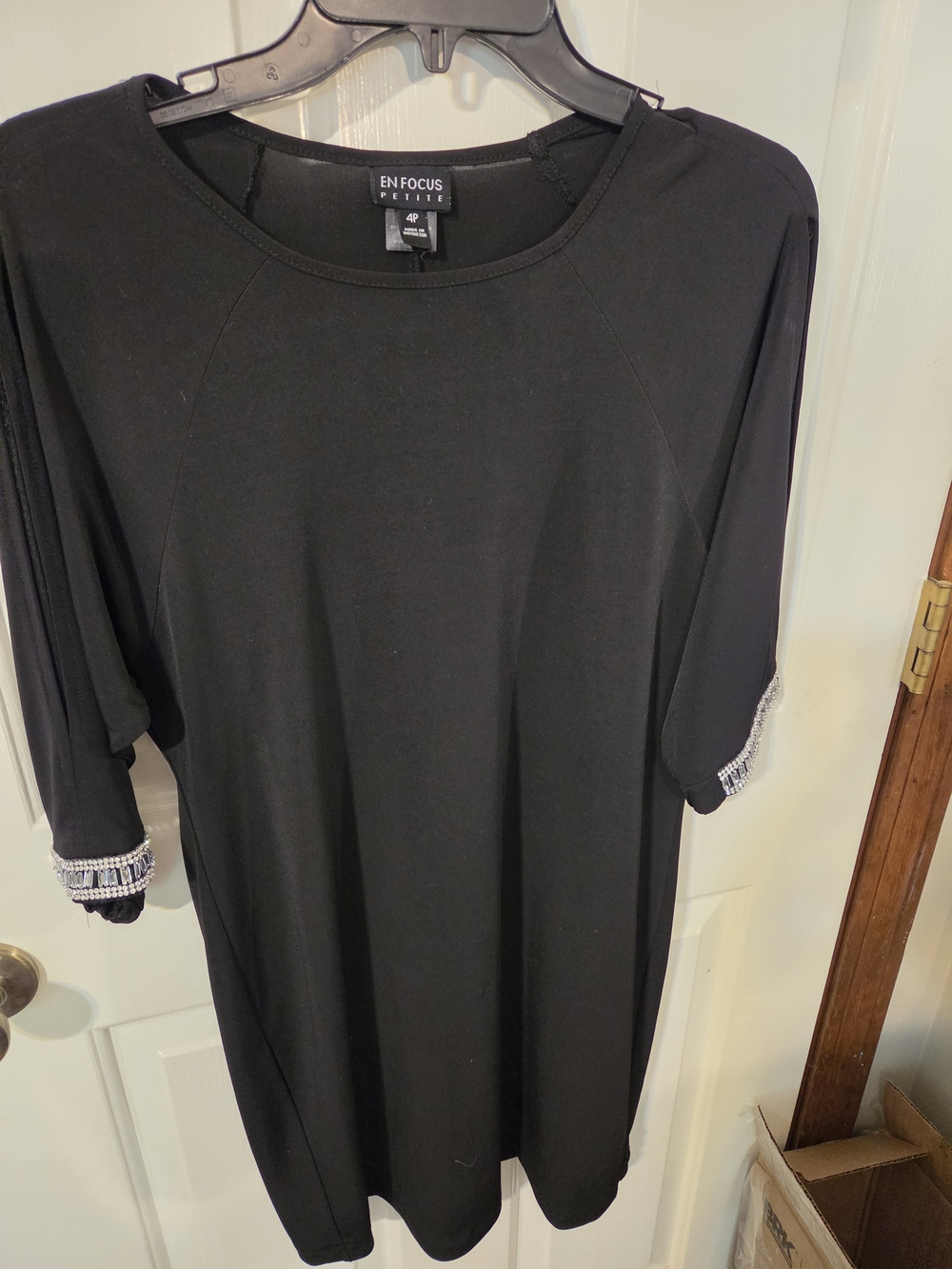 Enfocus Studio Black Midi Dress with Embellished Cuffs